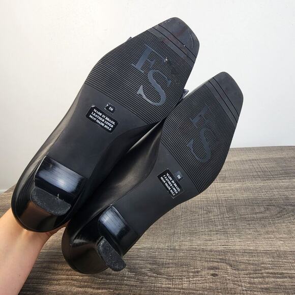 Franco Sarto Black Leather Kitten Heel Squared Toe Pumps Size‎ 8 Witchy Colonial - Picture 7 of 7